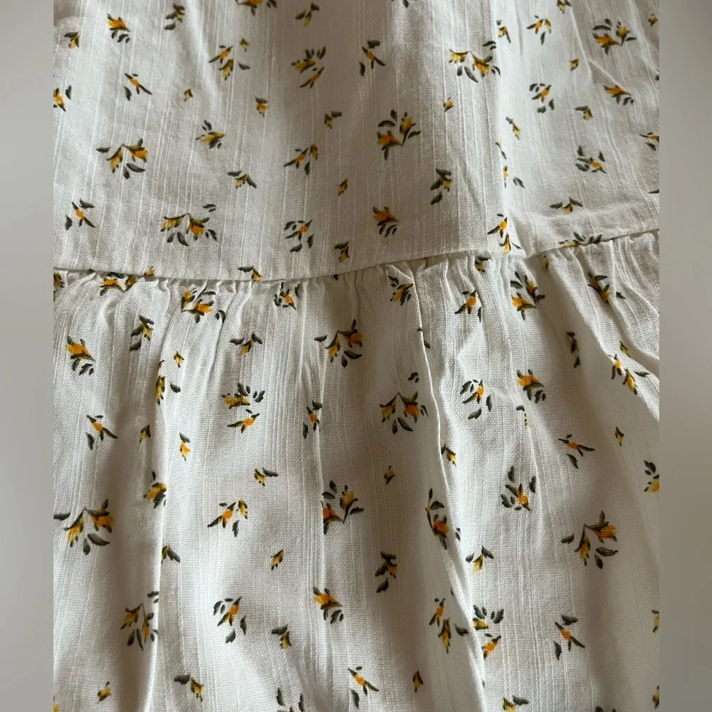 Nordstrom BP Ivory Dress with Puff Sleeves and Detailed Floral Bursts Juniors L - Picture 10 of 16
